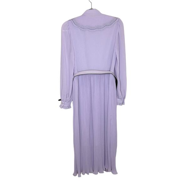 BURRYCO Lilac Chiffon with Lace Broderie Collar Midi-Dress Size 4 -NWT - Picture 5 of 10